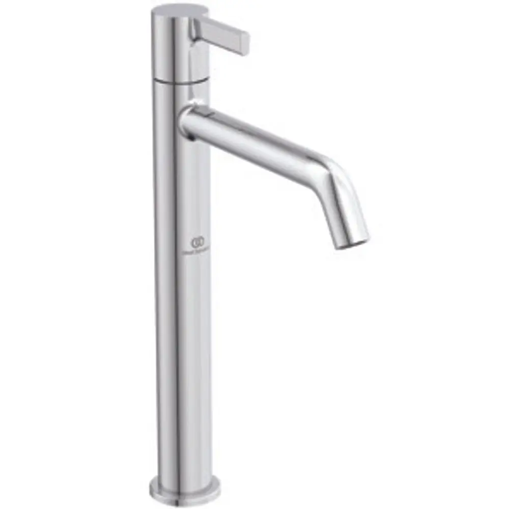 Standventil aus Chrom mit geradem Auslauf und einem Hebel zur Temperaturregelung, hergestellt von Ideal Standard.